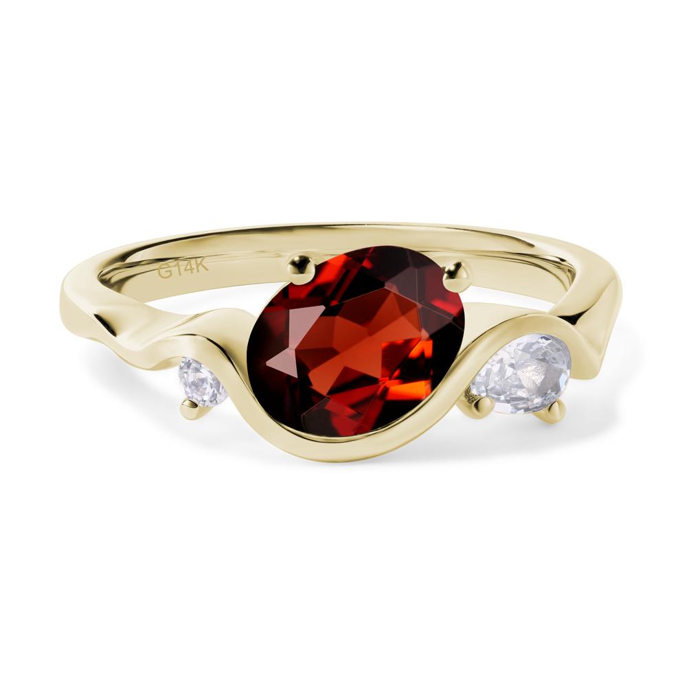 Wave Oval Garnet Engagement Ring - LUO Jewelry #metal_14k yellow gold