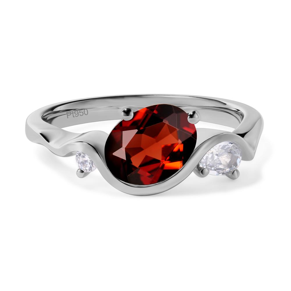 Wave Oval Garnet Engagement Ring - LUO Jewelry #metal_platinum