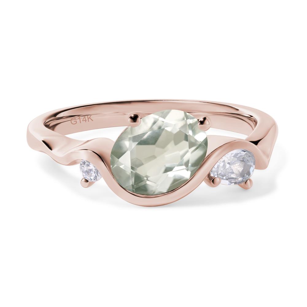 Wave Oval Green Amethyst Engagement Ring - LUO Jewelry #metal_14k rose gold