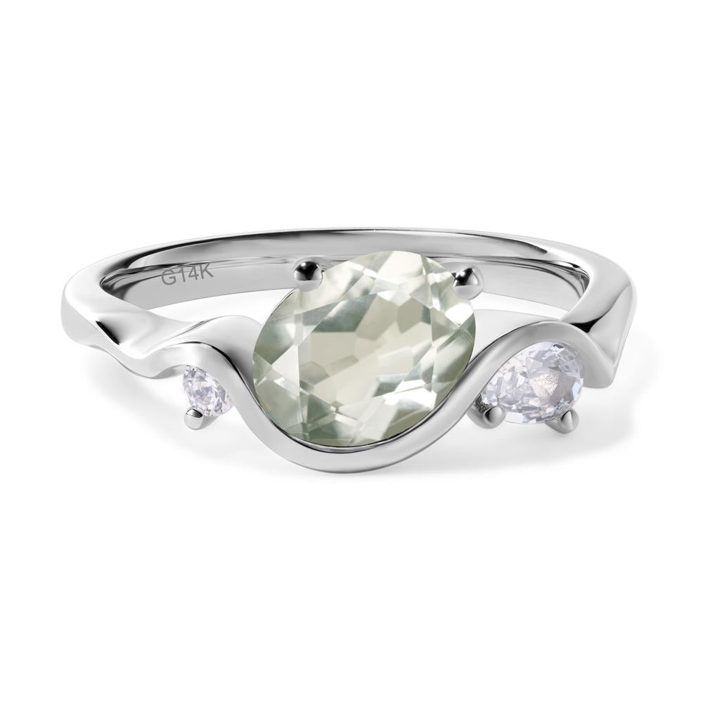 Wave Oval Green Amethyst Engagement Ring - LUO Jewelry #metal_14k white gold
