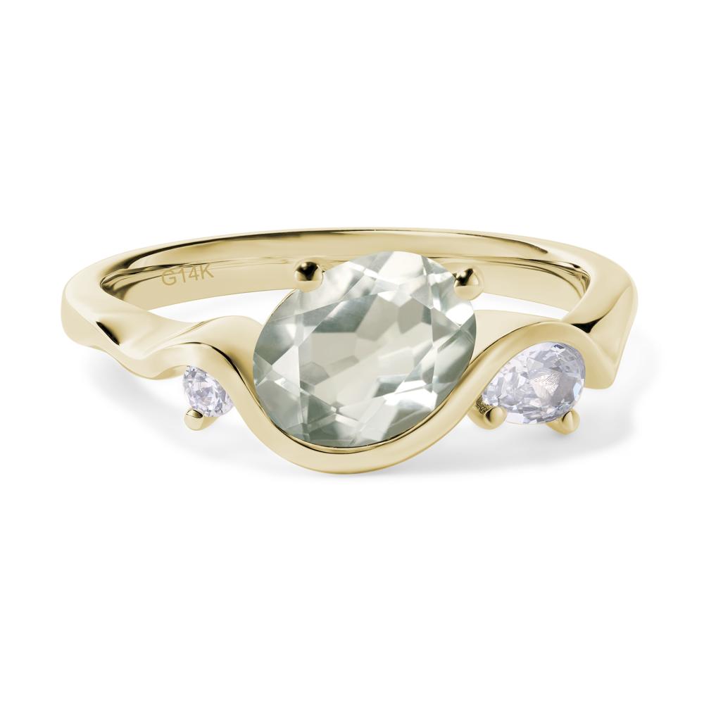 Wave Oval Green Amethyst Engagement Ring - LUO Jewelry #metal_14k yellow gold