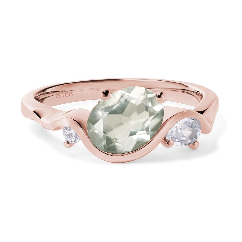 Wave Oval Green Amethyst Engagement Ring - LUO Jewelry #metal_18k rose gold