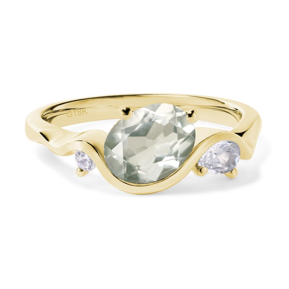Wave Oval Green Amethyst Engagement Ring - LUO Jewelry #metal_18k yellow gold
