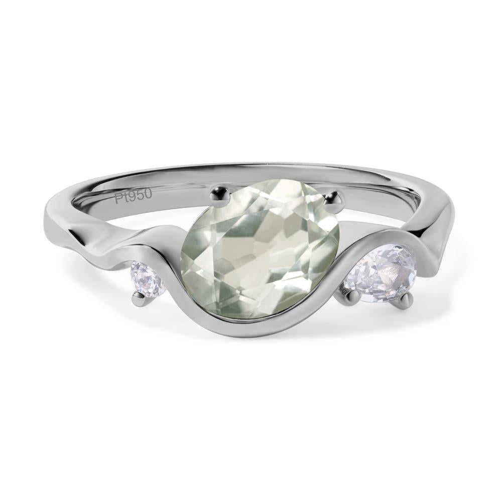 Wave Oval Green Amethyst Engagement Ring - LUO Jewelry #metal_platinum