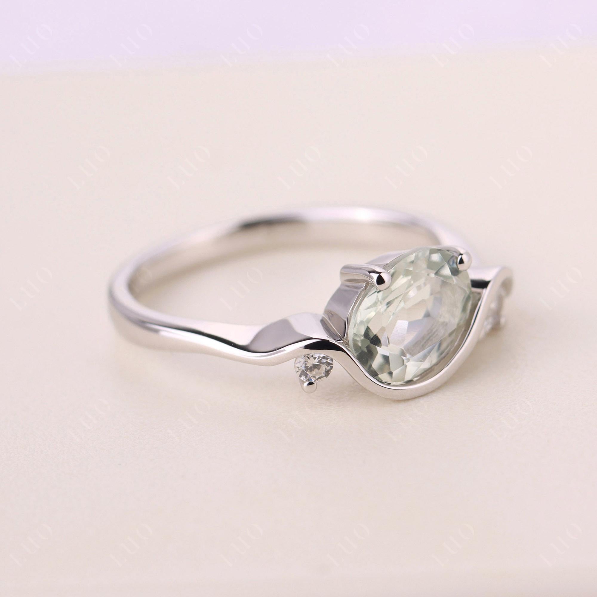 Wave Oval Green Amethyst Engagement Ring - LUO Jewelry