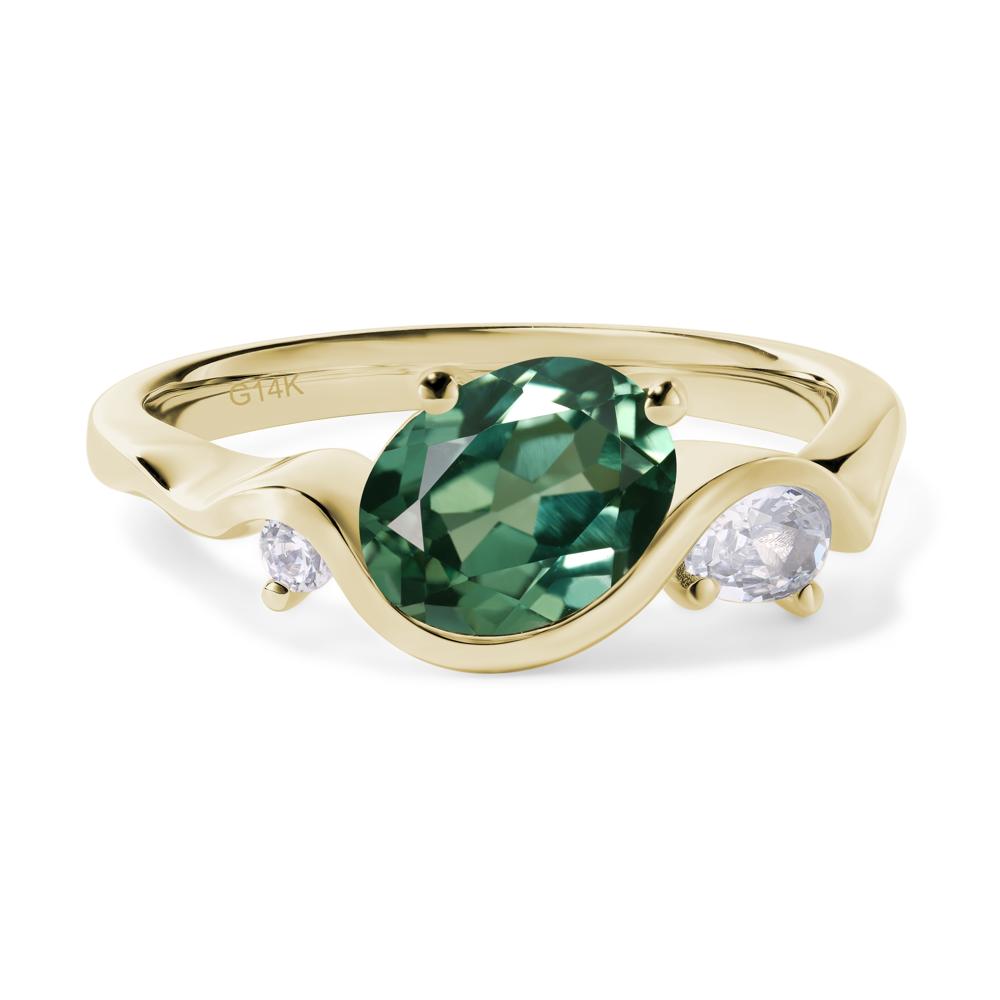 Wave Oval Green Sapphire Engagement Ring - LUO Jewelry #metal_14k yellow gold