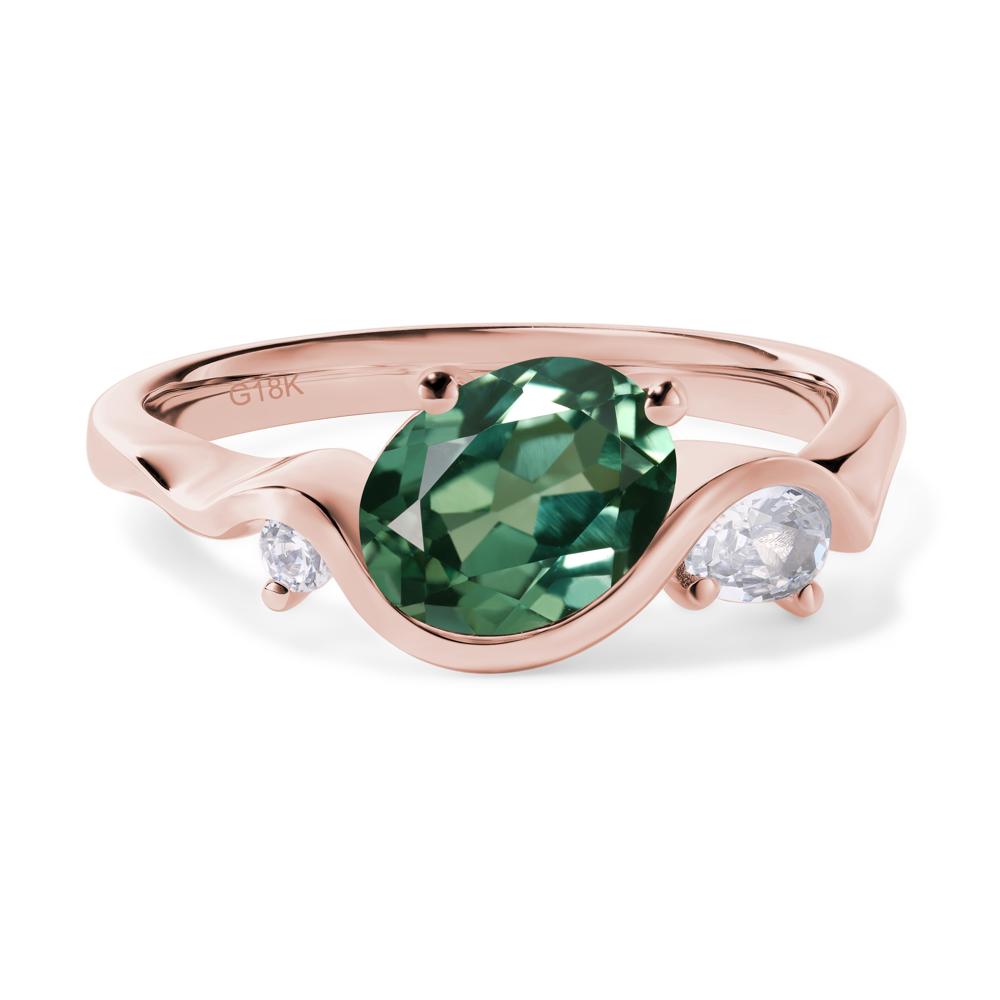 Wave Oval Green Sapphire Engagement Ring - LUO Jewelry #metal_18k rose gold