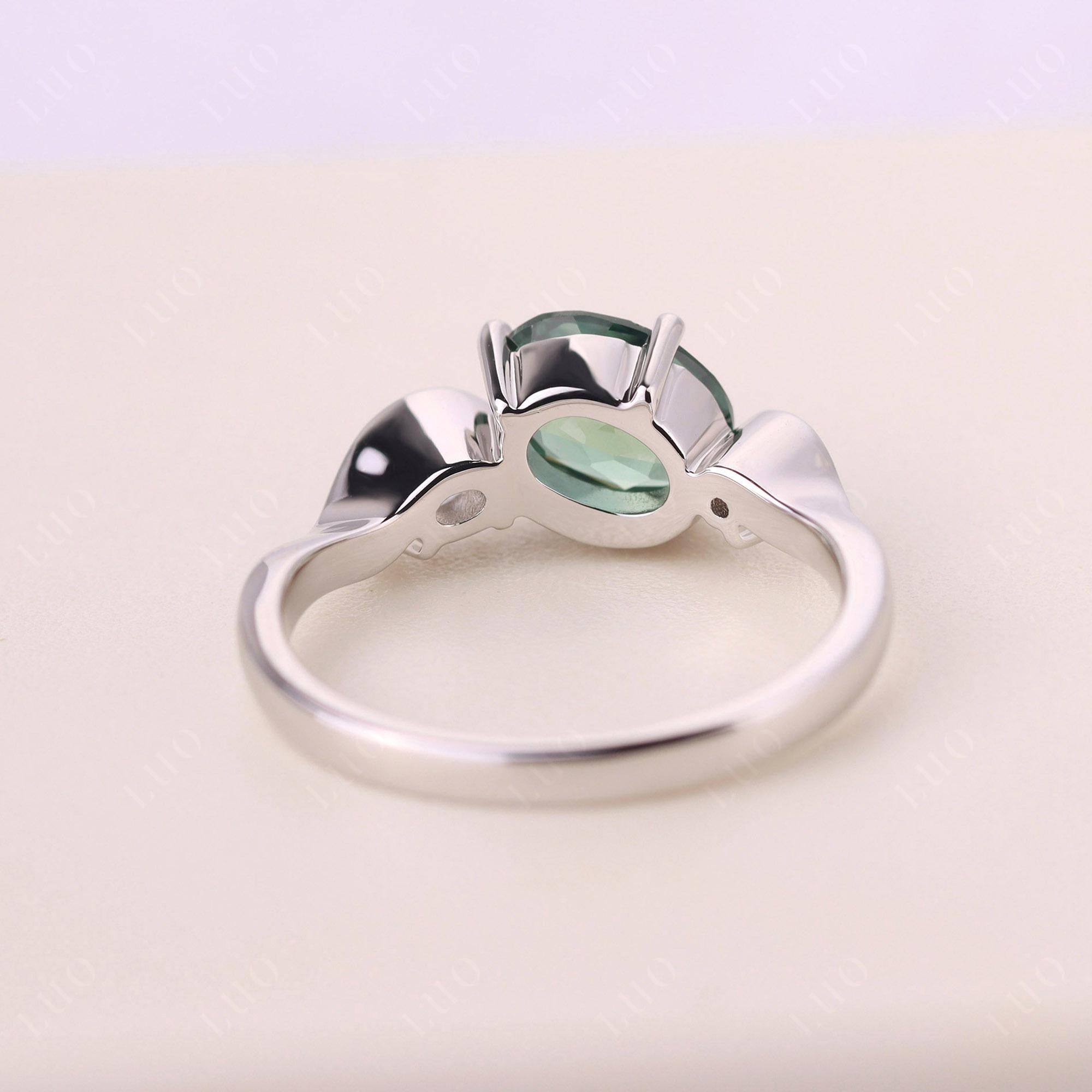 Wave Oval Green Sapphire Engagement Ring - LUO Jewelry