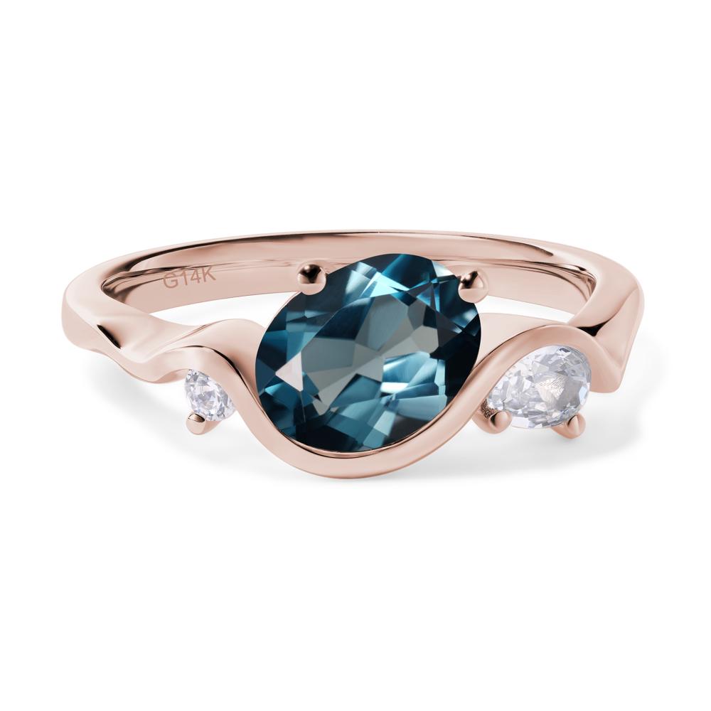 Wave Oval London Blue Topaz Engagement Ring - LUO Jewelry #metal_14k rose gold