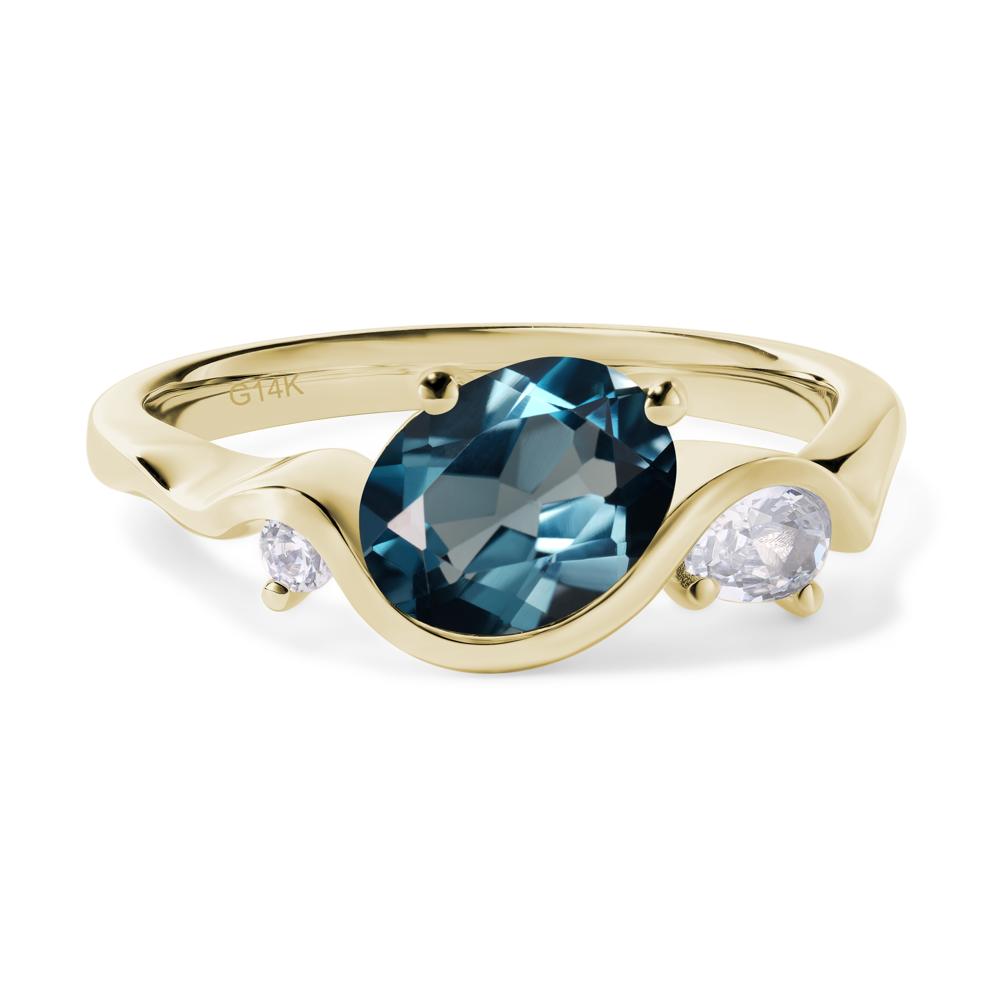 Wave Oval London Blue Topaz Engagement Ring - LUO Jewelry #metal_14k yellow gold