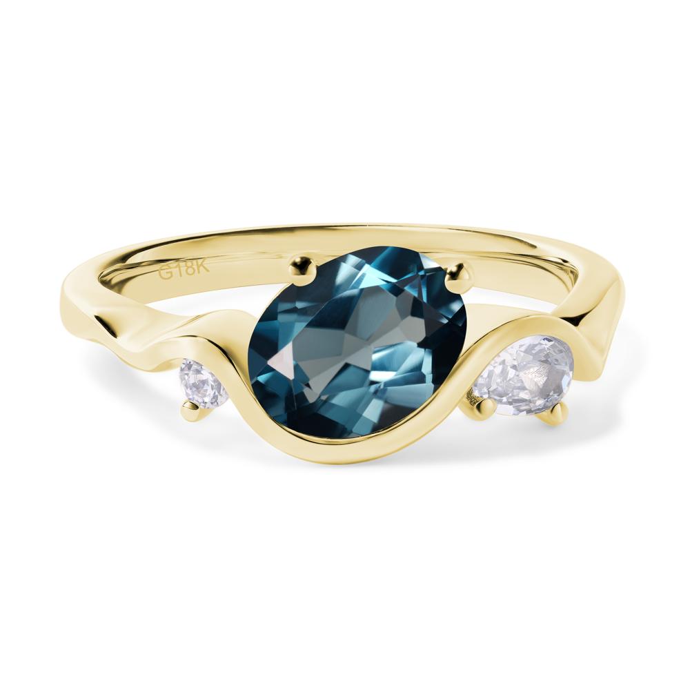 Wave Oval London Blue Topaz Engagement Ring - LUO Jewelry #metal_18k yellow gold