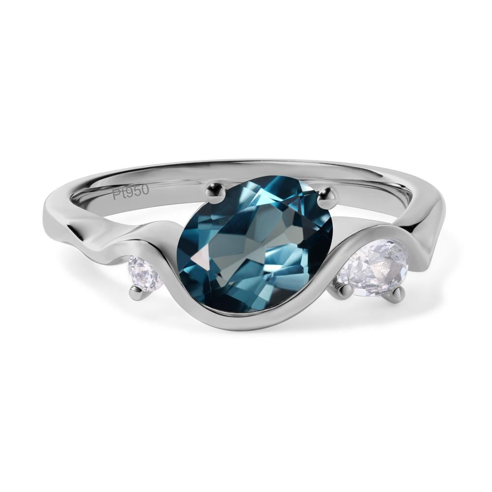Wave Oval London Blue Topaz Engagement Ring - LUO Jewelry #metal_platinum