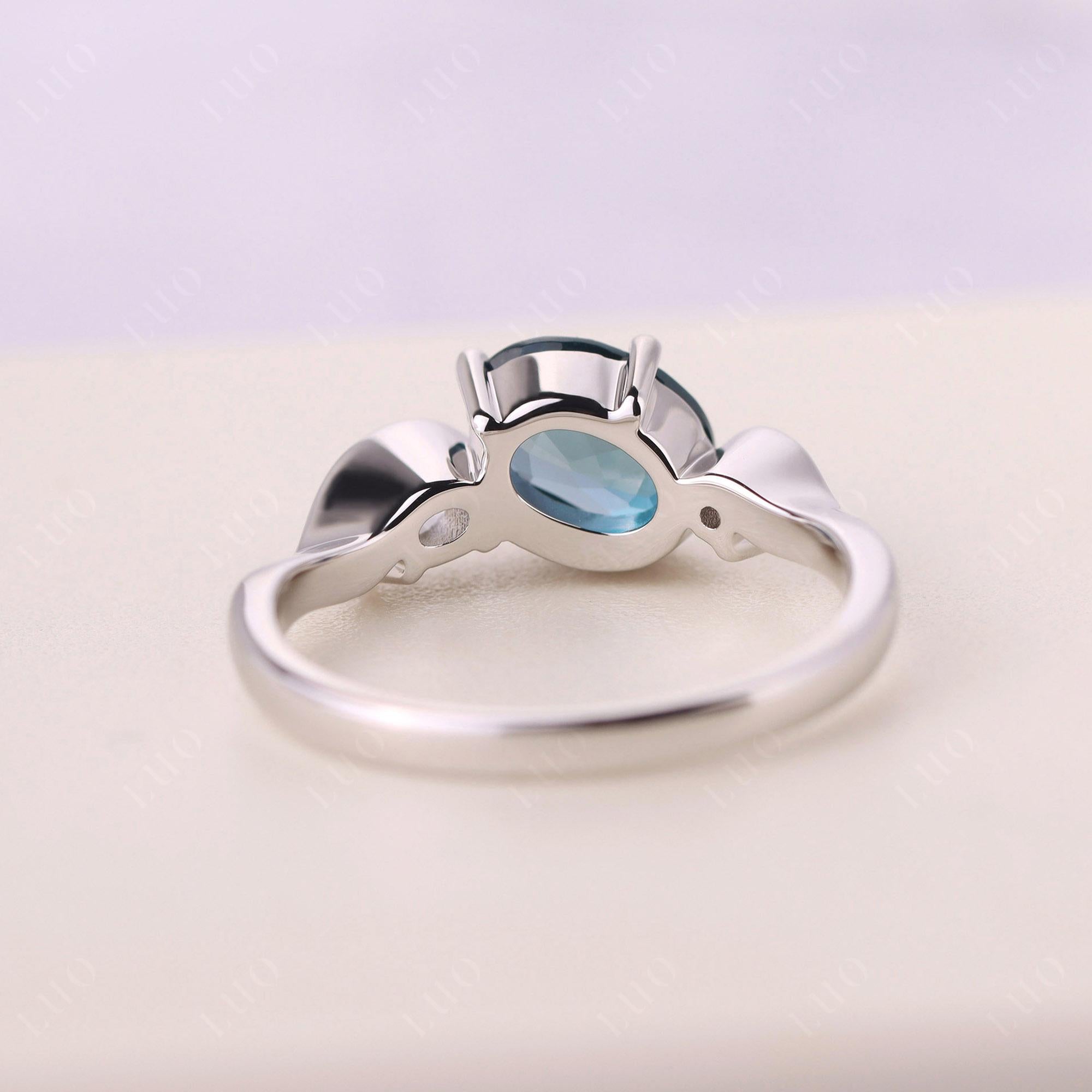 Wave Oval London Blue Topaz Engagement Ring - LUO Jewelry