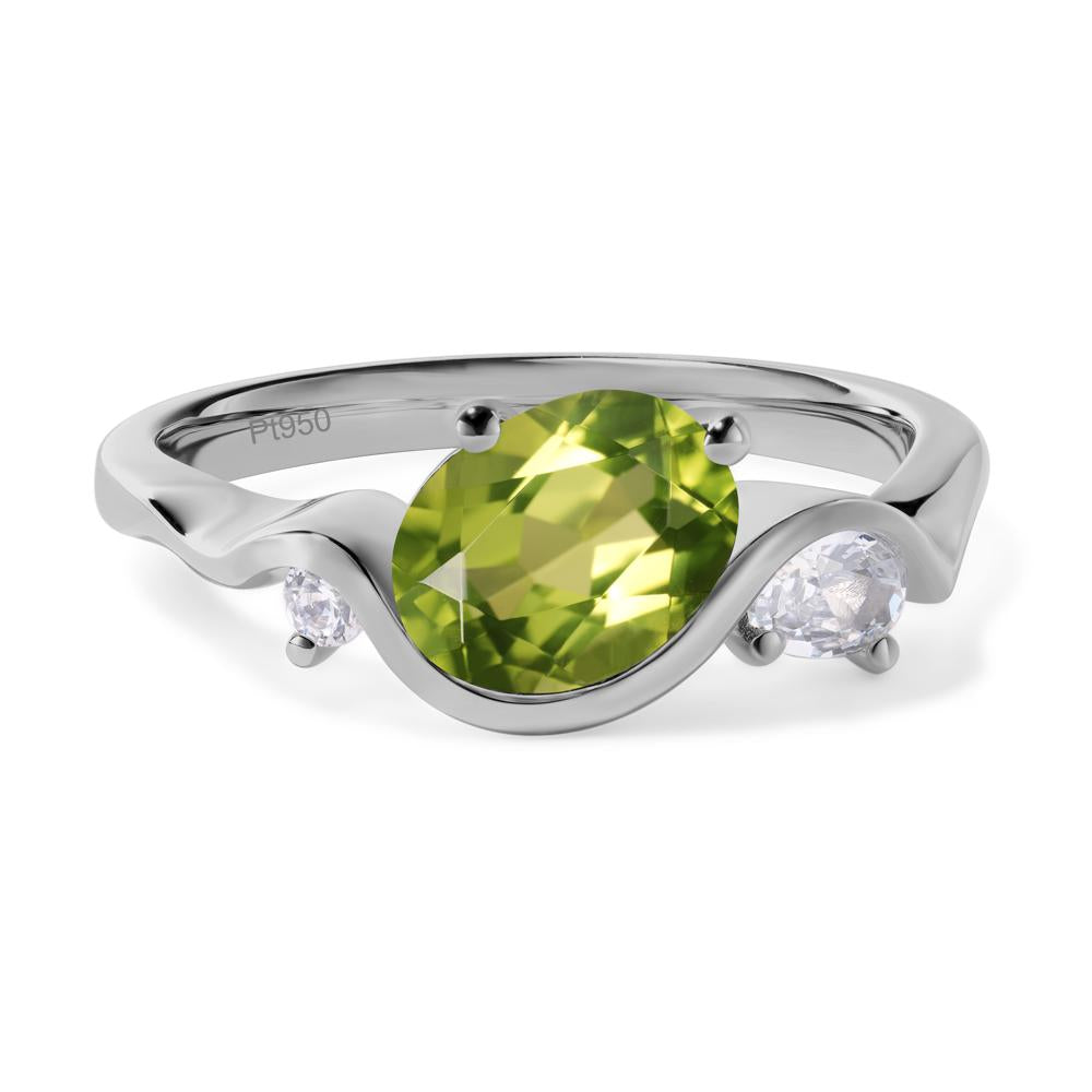 Wave Oval Peridot Engagement Ring - LUO Jewelry #metal_platinum