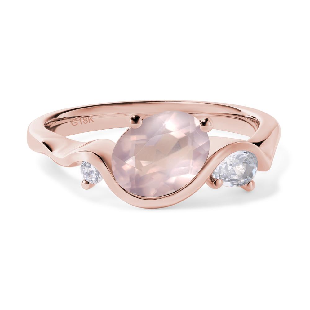 Wave Oval Rose Quartz Engagement Ring - LUO Jewelry #metal_18k rose gold