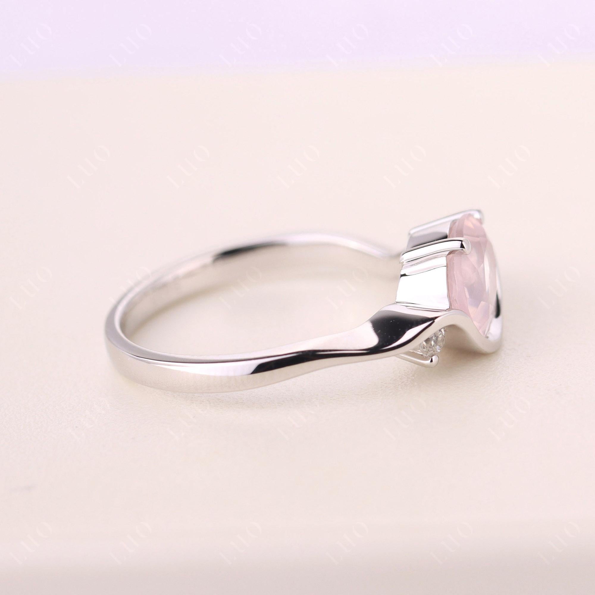 Wave Oval Rose Quartz Engagement Ring - LUO Jewelry