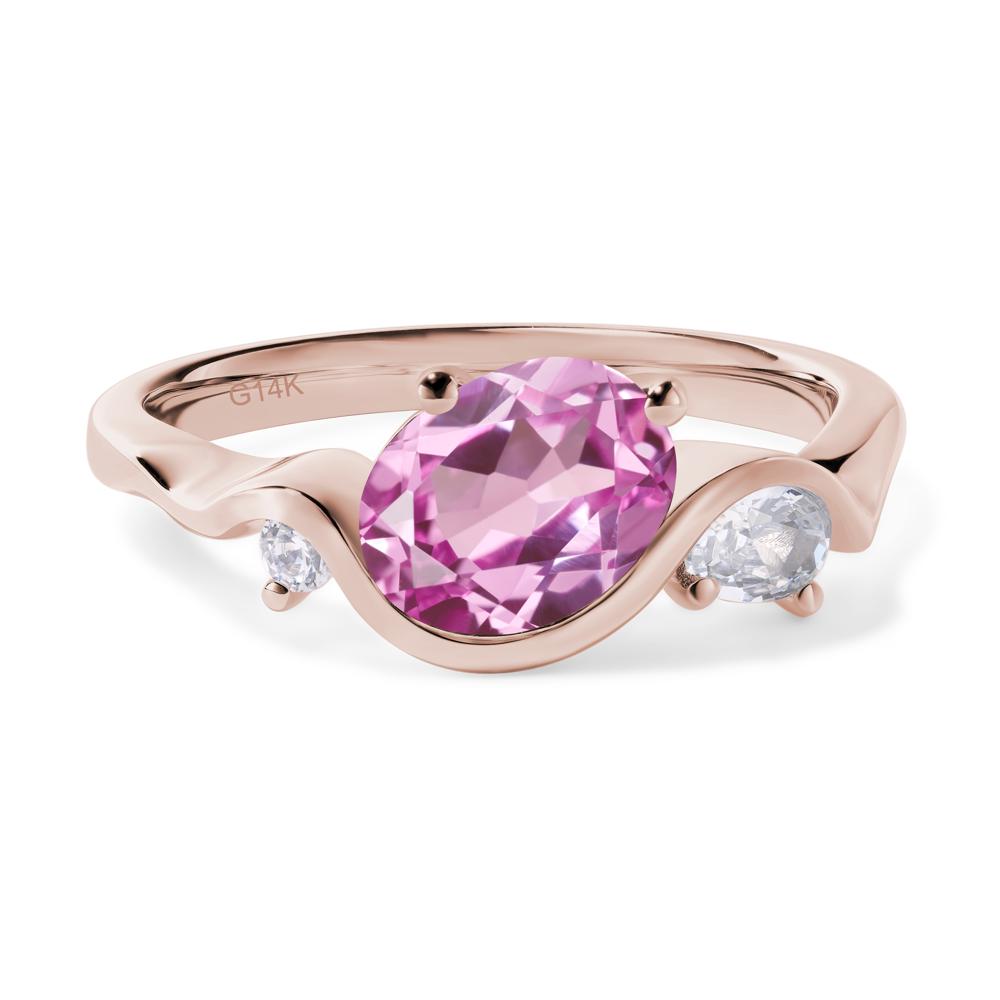 Wave Oval Lab Pink Sapphire Engagement Ring - LUO Jewelry #metal_14k rose gold