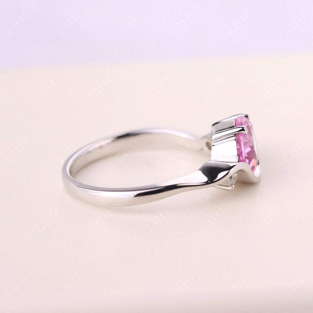 Wave Oval Lab Pink Sapphire Engagement Ring