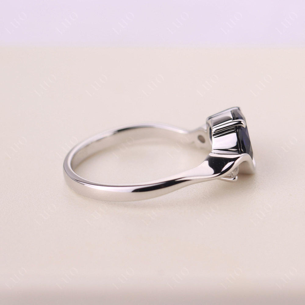 Wave Oval Lab Sapphire Engagement Ring
