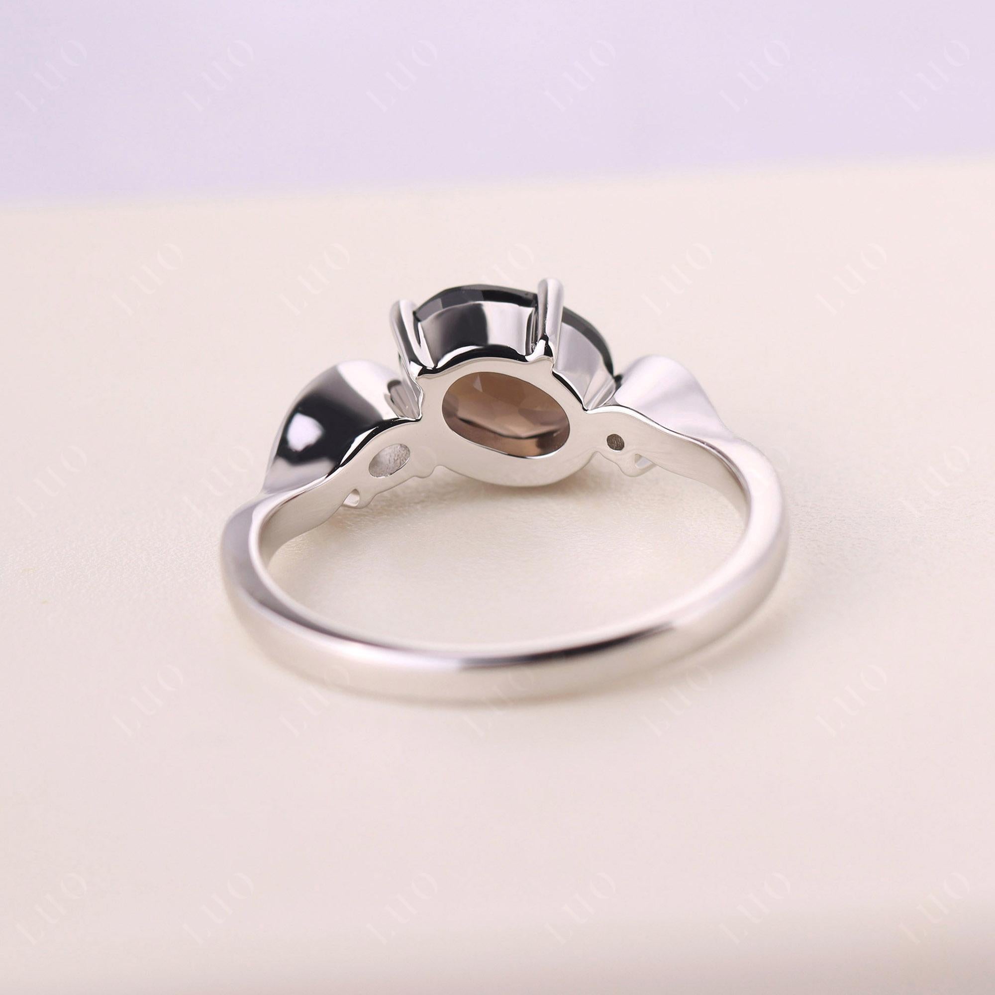 Wave Oval Smoky Quartz Engagement Ring - LUO Jewelry