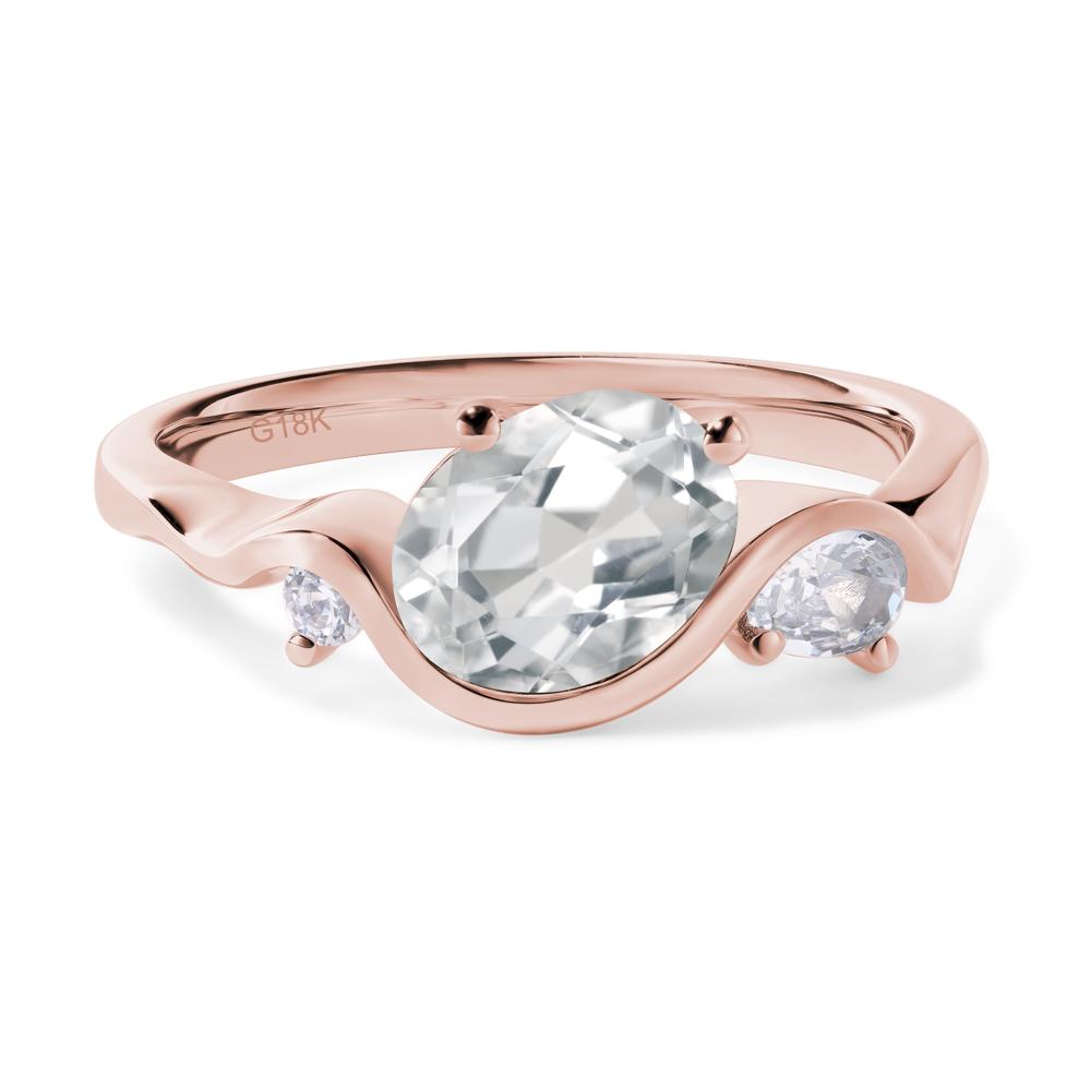 Wave Oval White Topaz Engagement Ring - LUO Jewelry #metal_18k rose gold