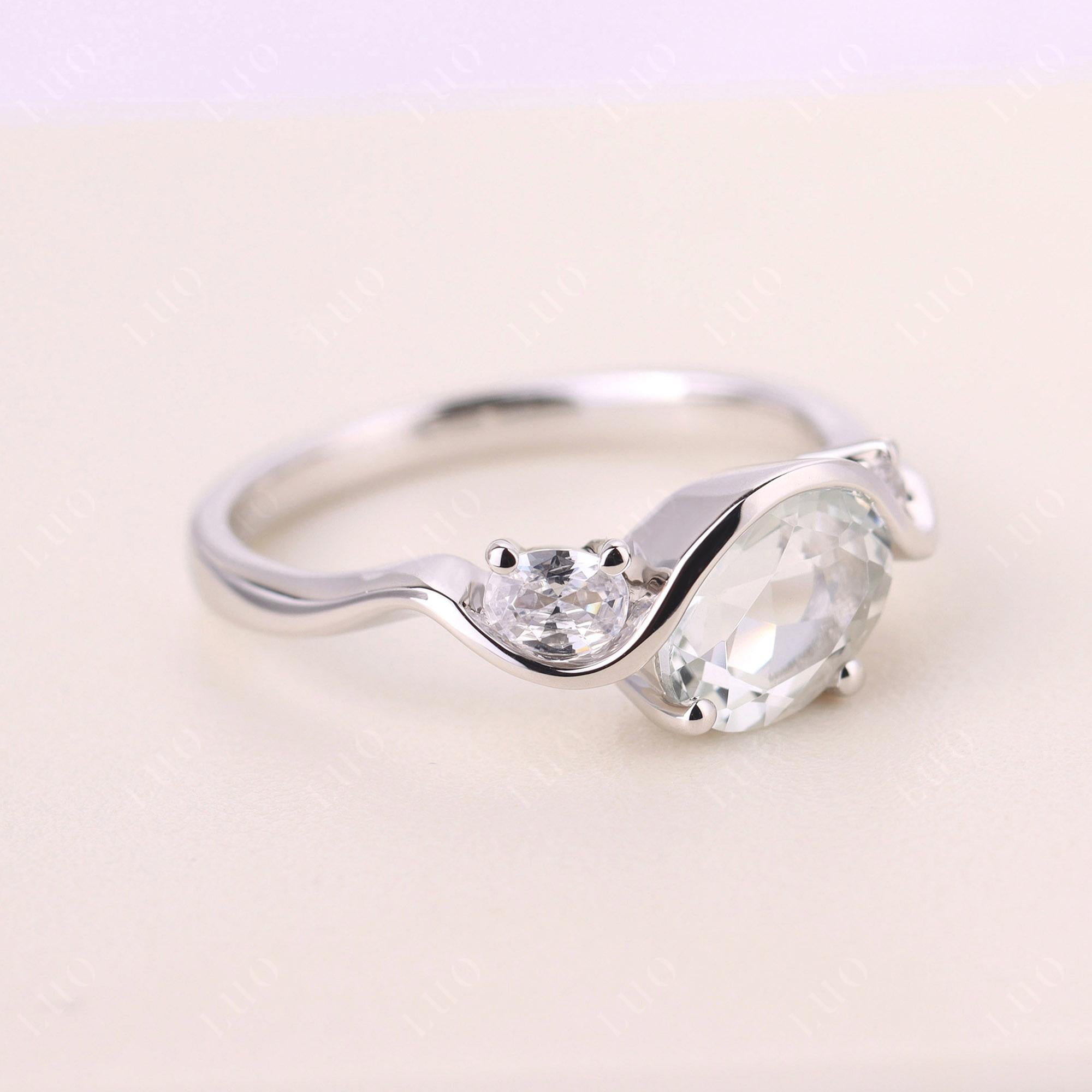 Wave Oval White Topaz Engagement Ring - LUO Jewelry