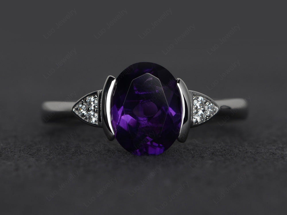 Vintage Amethyst Oval Cut Engagement Ring - LUO Jewelry