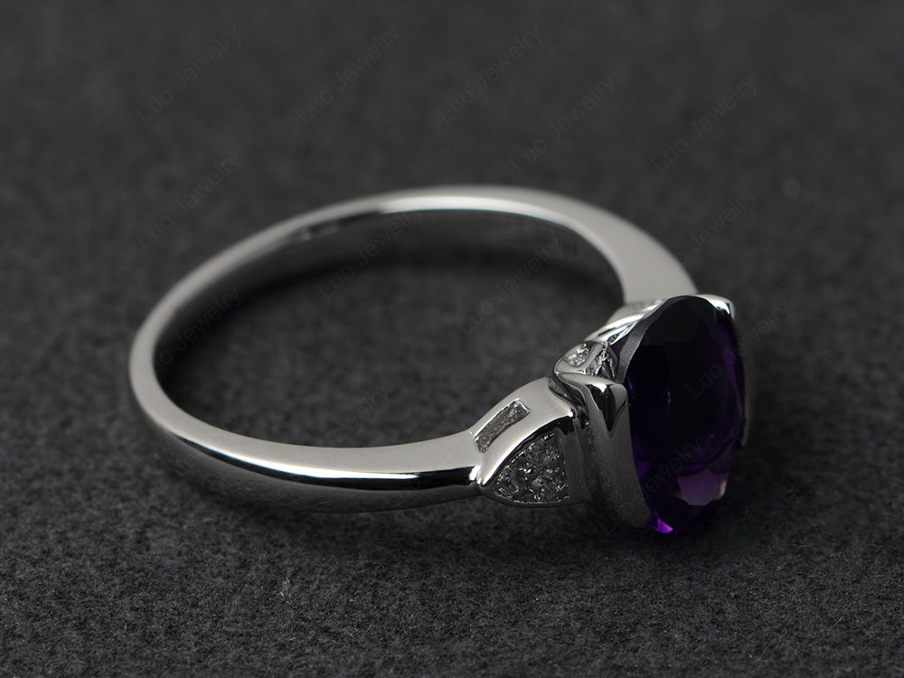 Vintage Amethyst Oval Cut Engagement Ring - LUO Jewelry