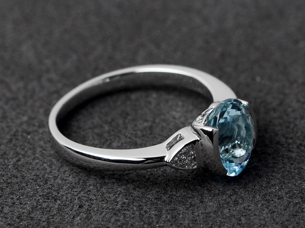 Vintage Aquamarine Oval Cut Engagement Ring - LUO Jewelry