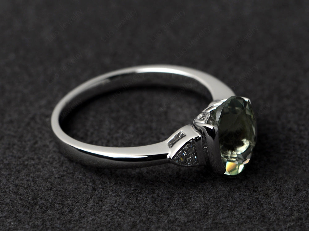 Vintage Green Amethyst Oval Cut Engagement Ring - LUO Jewelry