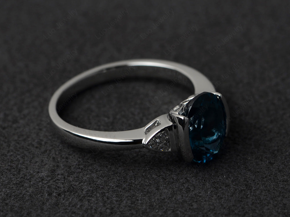 Vintage London Blue Topaz Oval Cut Engagement Ring - LUO Jewelry