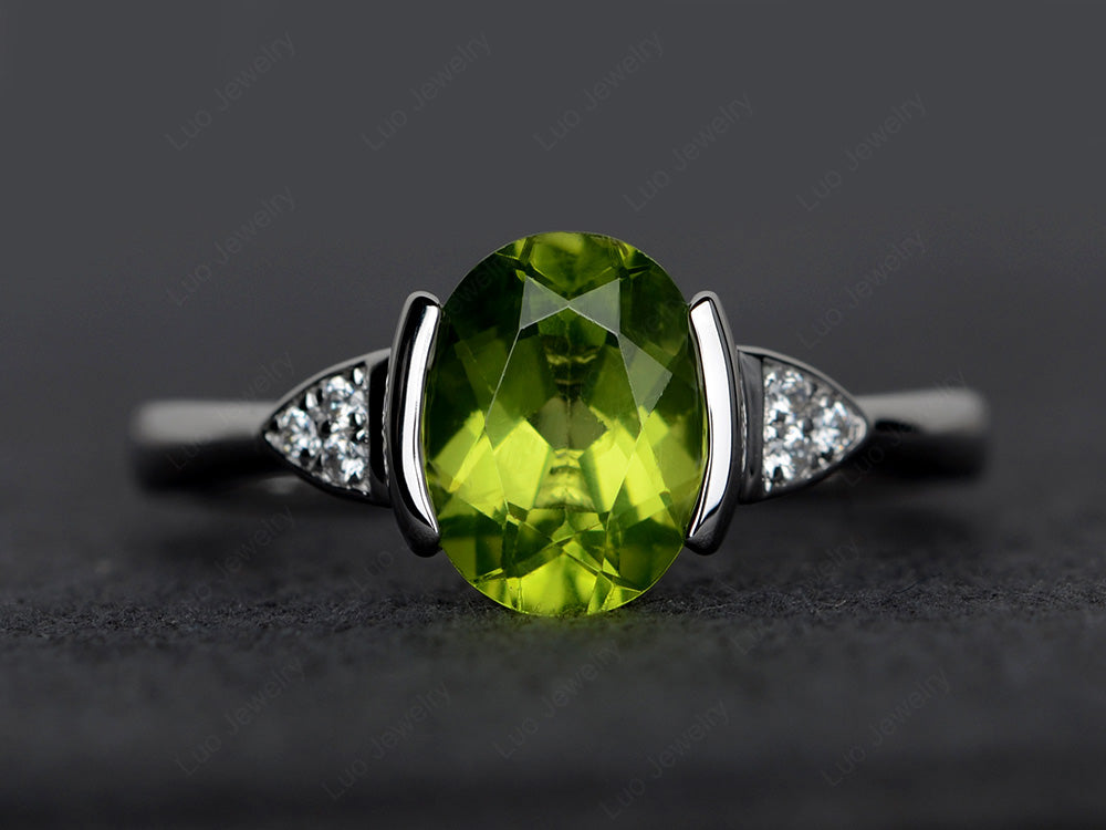Vintage Peridot Oval Cut Engagement Ring - LUO Jewelry