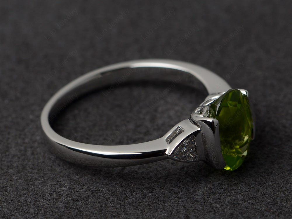 Vintage Peridot Oval Cut Engagement Ring - LUO Jewelry