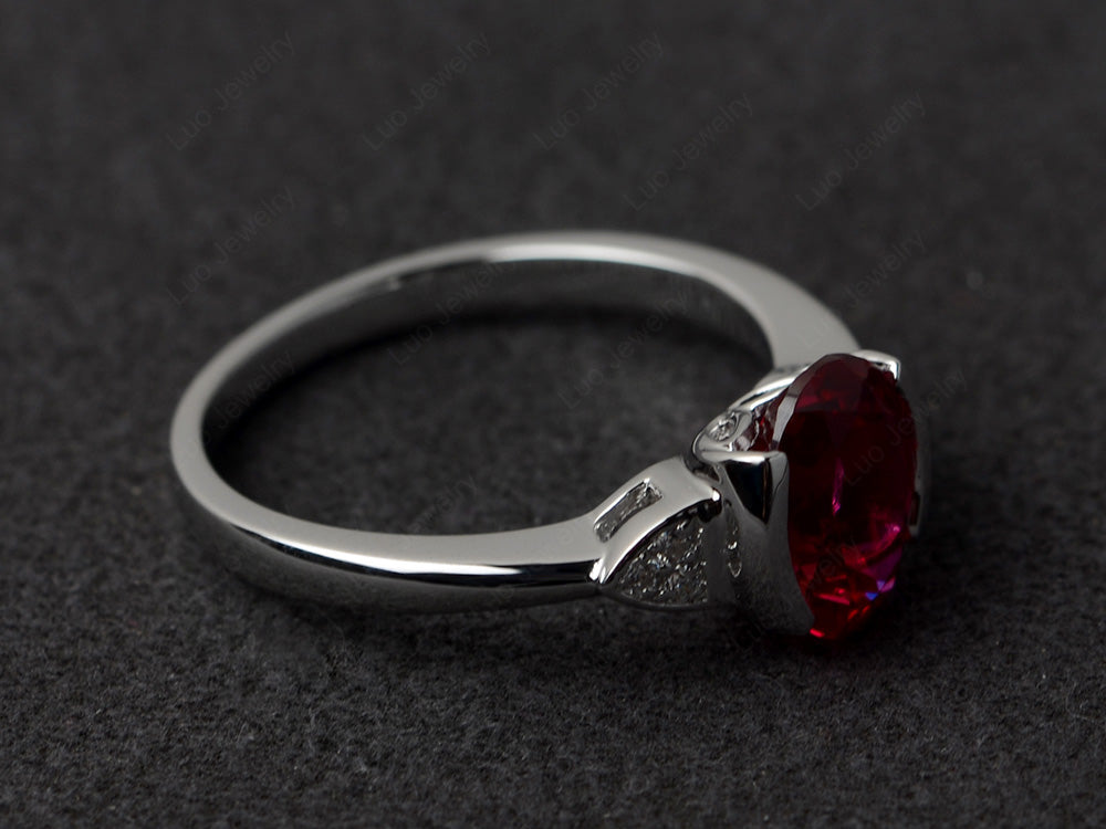 Vintage Ruby Oval Cut Engagement Ring - LUO Jewelry