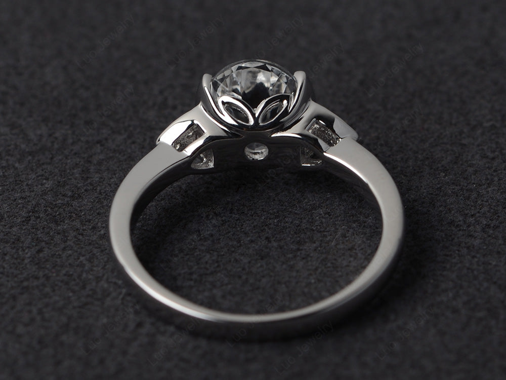 Vintage White Topaz Oval Cut Engagement Ring - LUO Jewelry