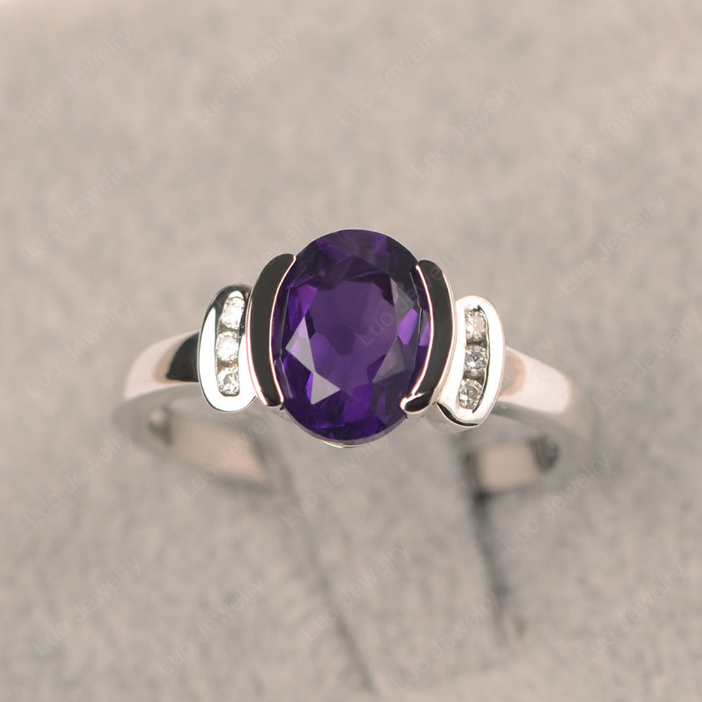 Oval Amethyst Engagement Ring Yellow Gold - LUO Jewelry