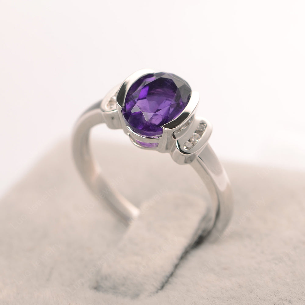 Oval Amethyst Engagement Ring Yellow Gold - LUO Jewelry