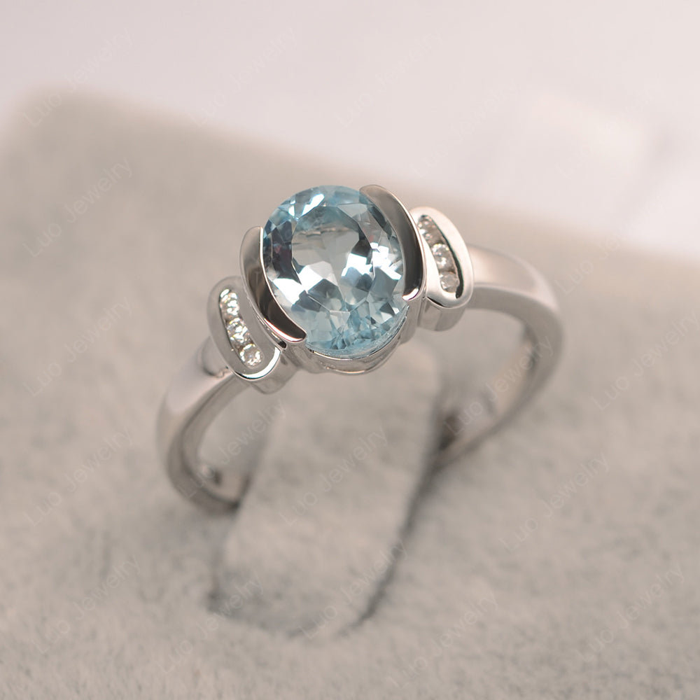 Oval Aquamarine Engagement Ring Yellow Gold - LUO Jewelry