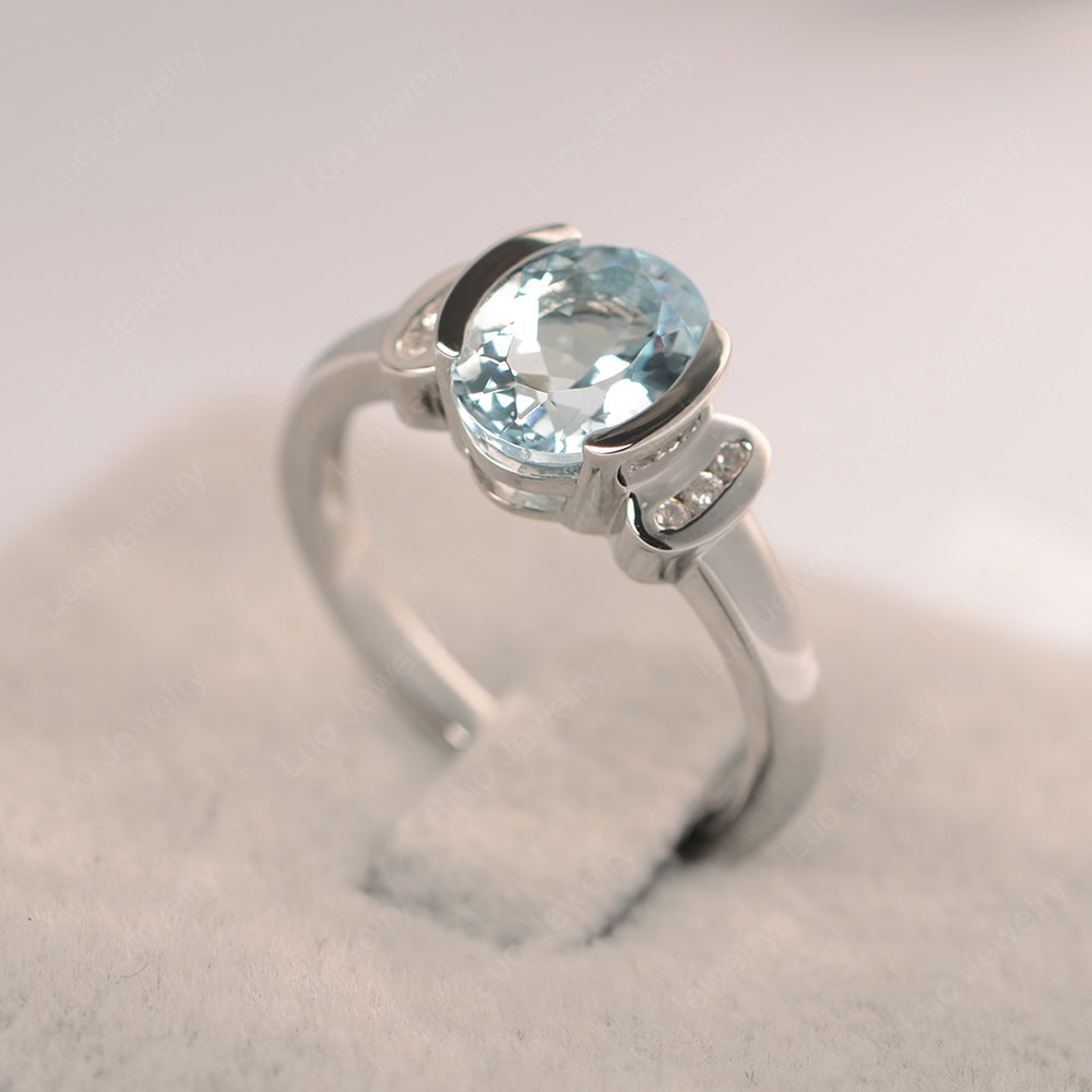 Oval Aquamarine Engagement Ring Yellow Gold - LUO Jewelry