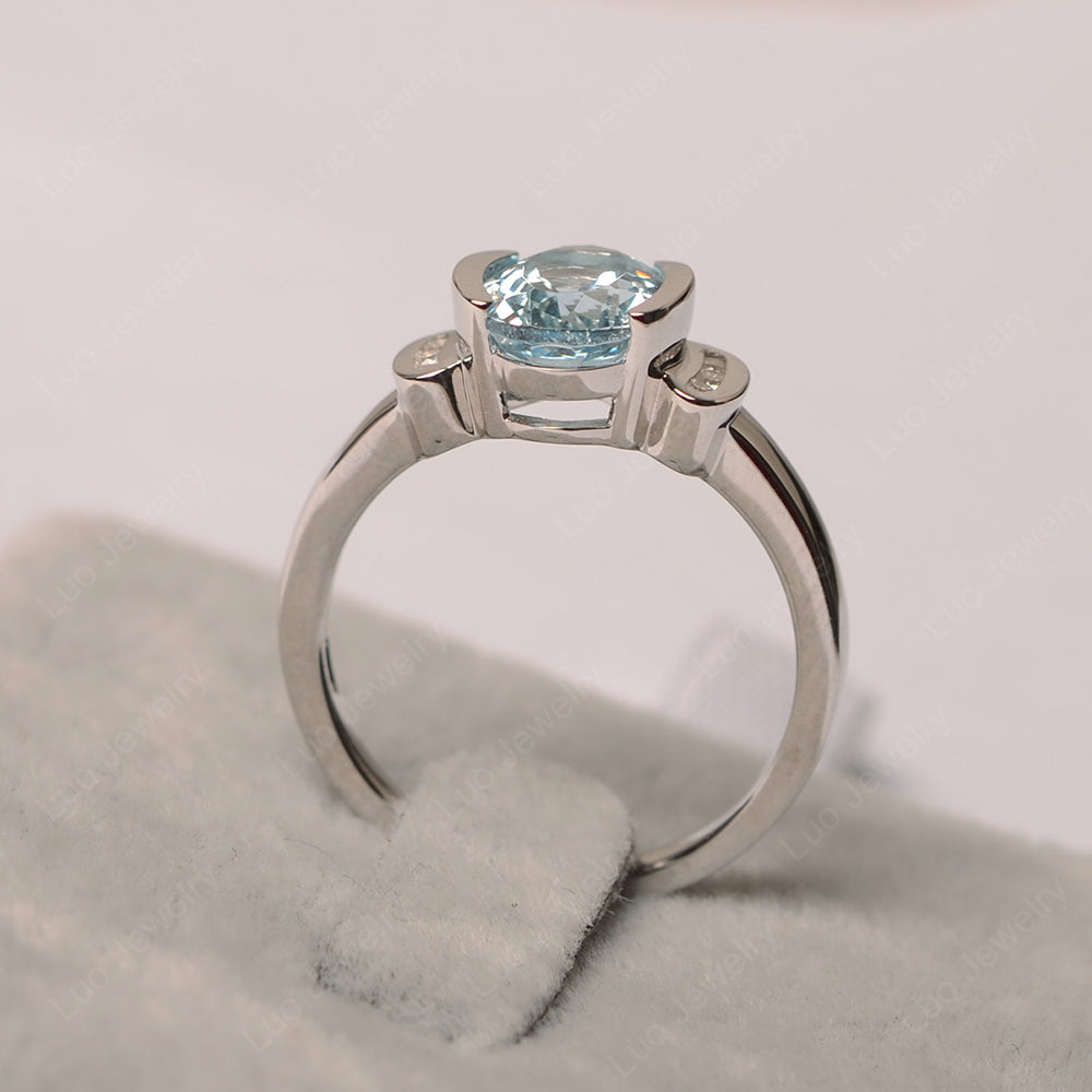 Oval Aquamarine Engagement Ring Yellow Gold - LUO Jewelry