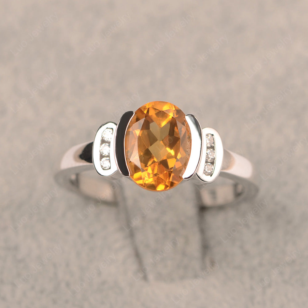 Oval Citrine Engagement Ring Yellow Gold - LUO Jewelry