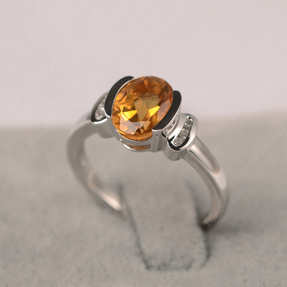 Oval Citrine Engagement Ring Yellow Gold - LUO Jewelry
