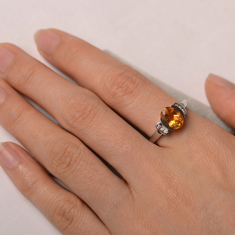 Oval Citrine Engagement Ring Yellow Gold - LUO Jewelry