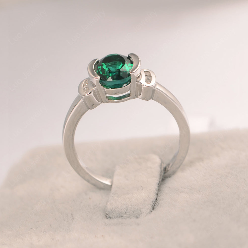 Oval Lab Emerald Engagement Ring Yellow Gold - LUO Jewelry