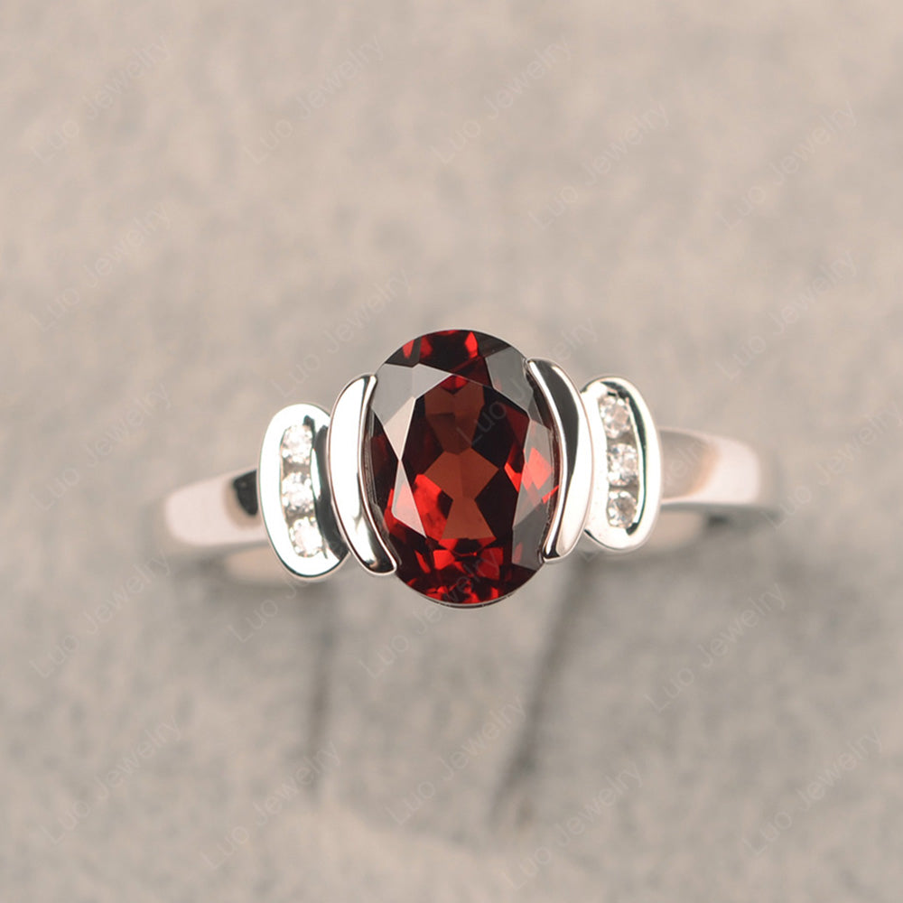 Oval Garnet Engagement Ring Yellow Gold - LUO Jewelry