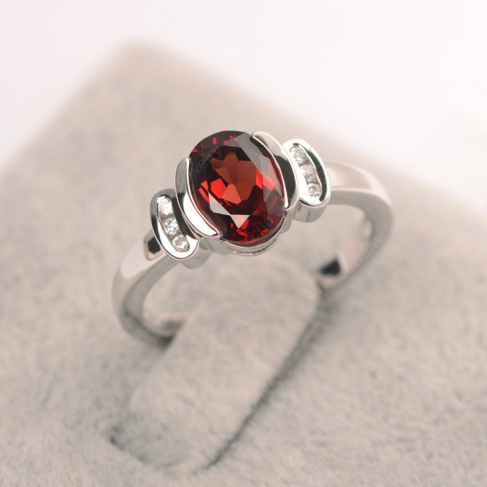 Oval Garnet Engagement Ring Yellow Gold - LUO Jewelry