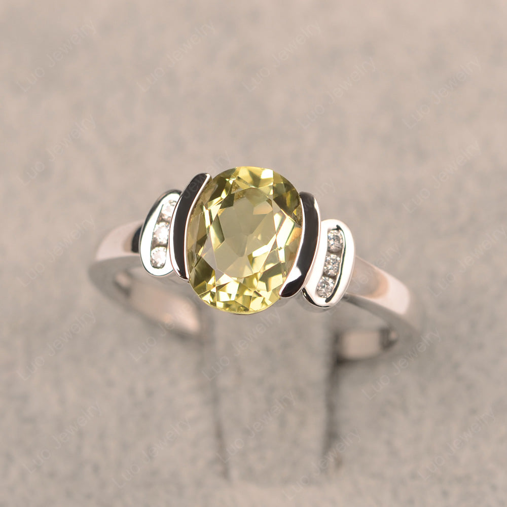 Oval Lemon Quartz Engagement Ring Yellow Gold - LUO Jewelry