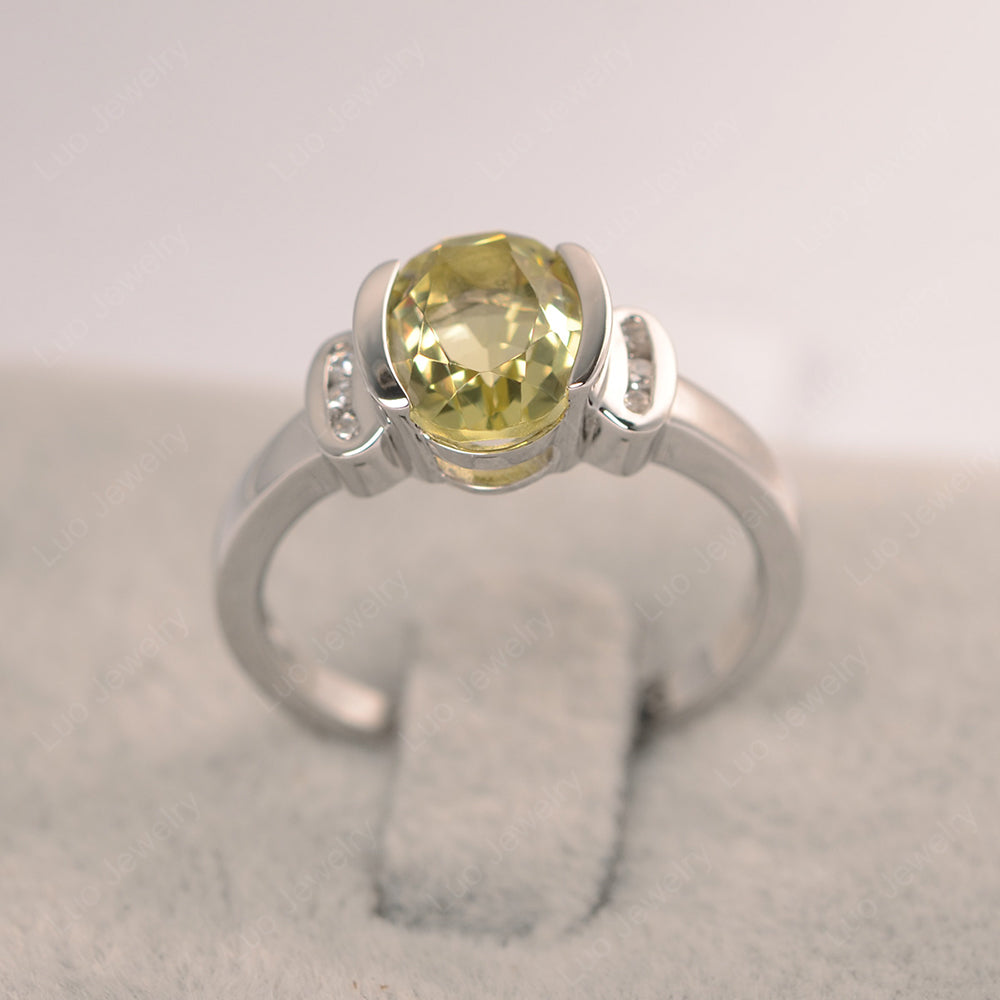 Oval Lemon Quartz Engagement Ring Yellow Gold - LUO Jewelry