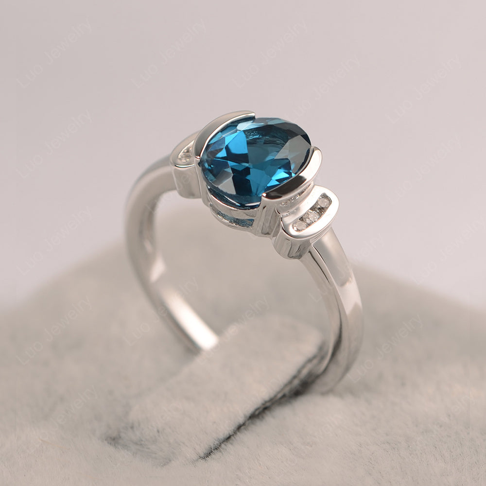 Oval London Blue Topaz Engagement Ring Yellow Gold - LUO Jewelry
