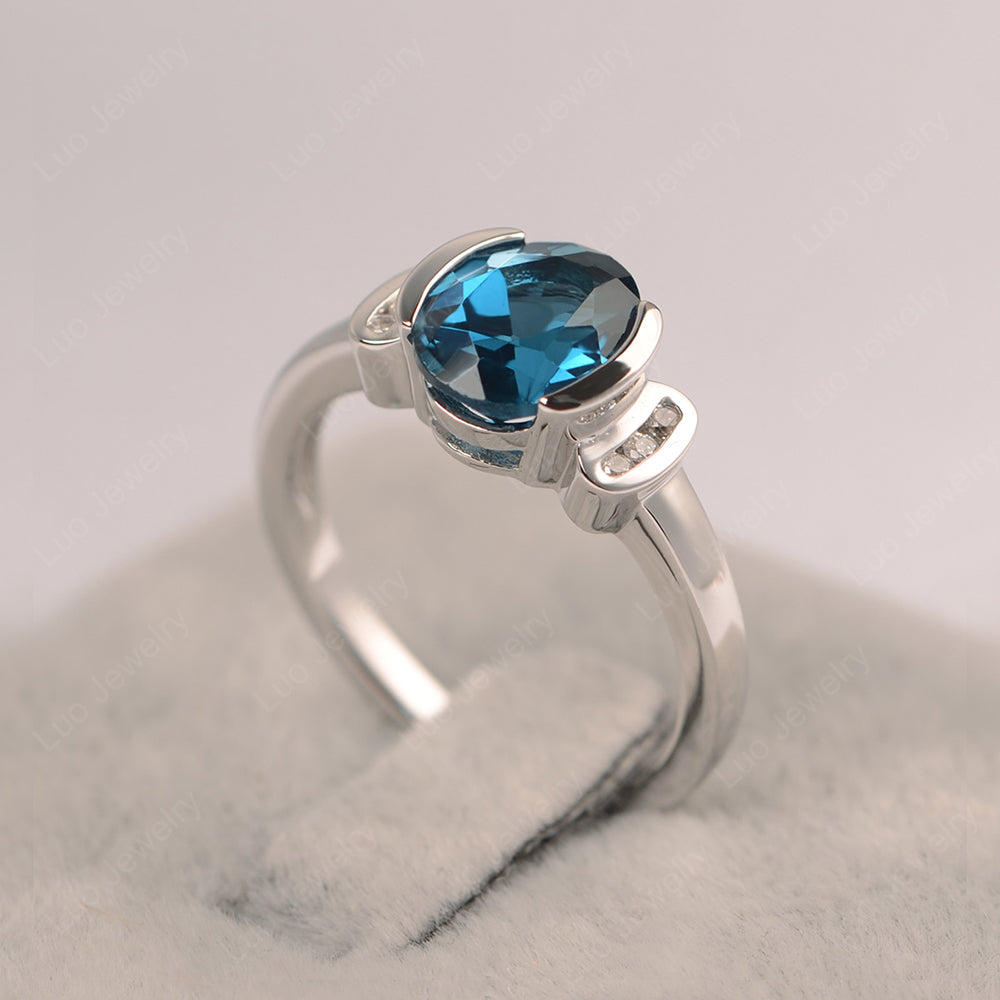 Oval London Blue Topaz Engagement Ring Yellow Gold - LUO Jewelry